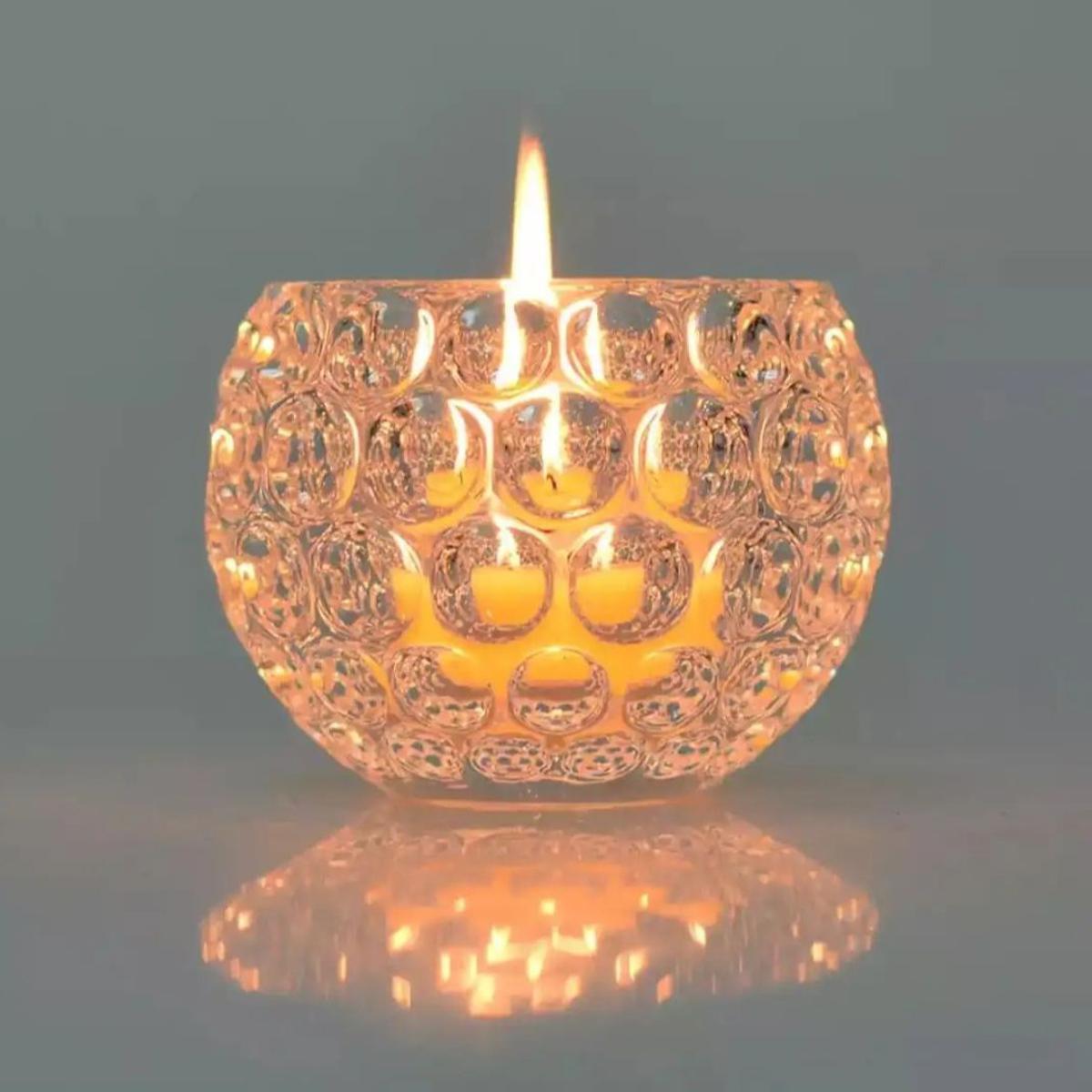 Romantic Tea Light Candle Holder with Beaded Crystal Design for Special Occasions