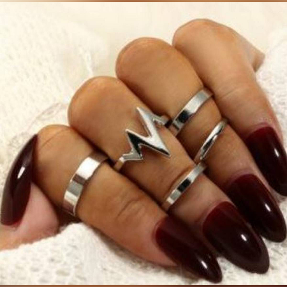 DISCOUNTED PRICE Pack of 5 Fashion Trendy Classy Golden Rings