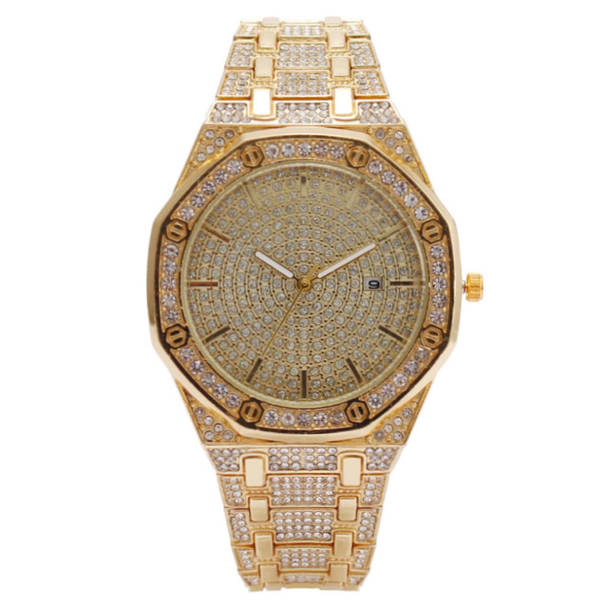 Gold plated shop watch with diamonds