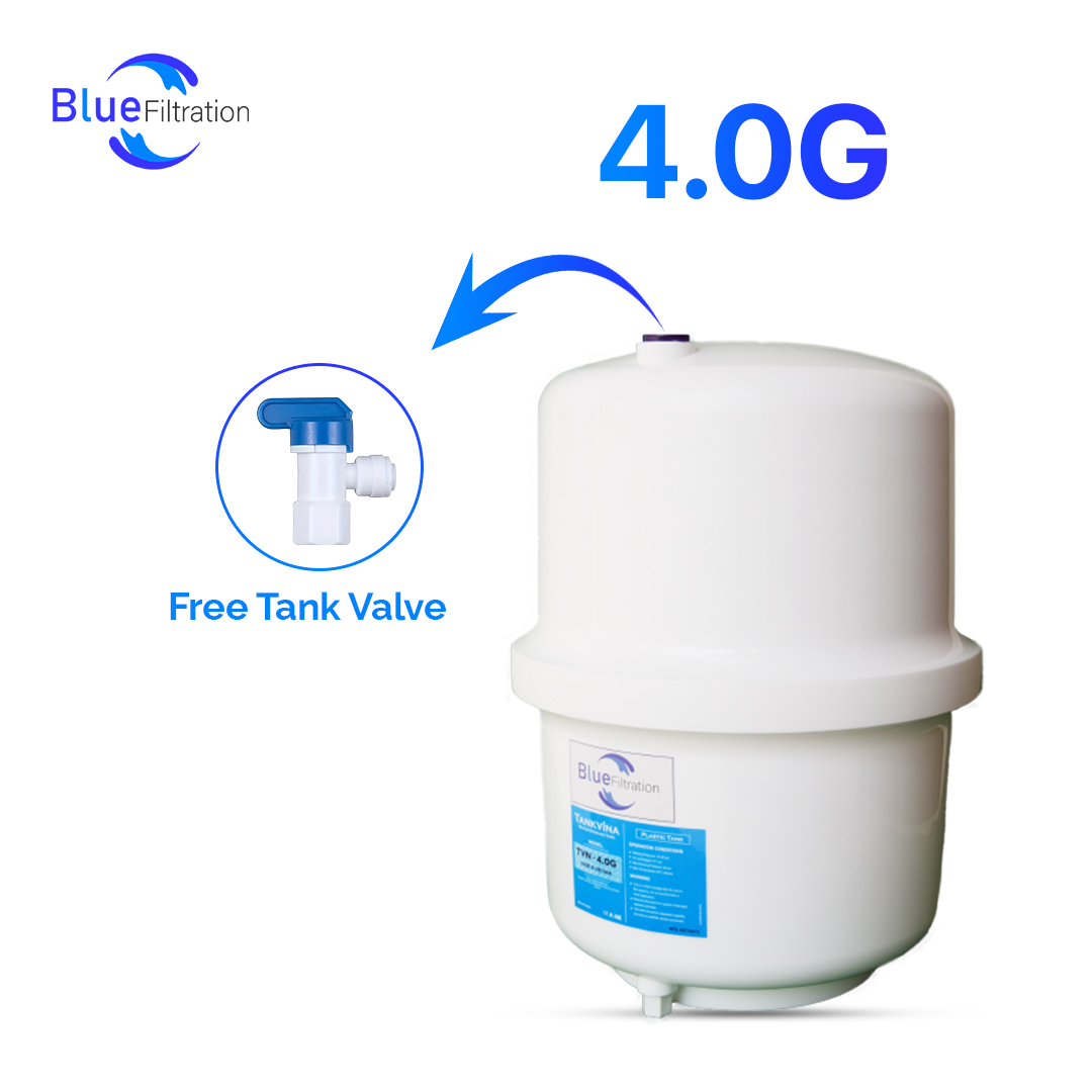 BLUE FILTRATION 4 GALLON RO STORAGE TANK | Premium Food-Grade Water Purifier Pressure Tank | NSF Certified Heavy-Duty Expansion Tank for Reverse Osmosis Systems | Made in Vietnam | High-Durability Water Reservoir
