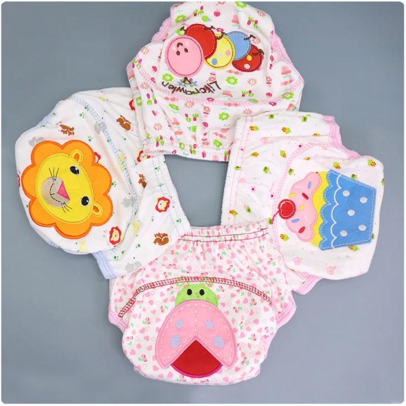 Soft Cotton Baby Learning Pants Diaper Pocket Baby Washable Diaper Pants Waterproof and Breathable Pull-up Diaper
