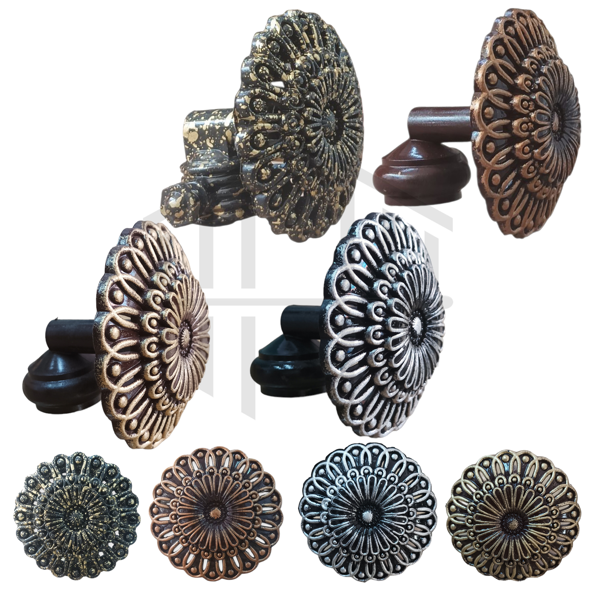 CURTAIN ROD END STOPPERS, PVC DURABLE FLOWER SHAPE DESIGN CURTAIN KNOBS, LIGHT WEIGHT CURTAIN END CAPS