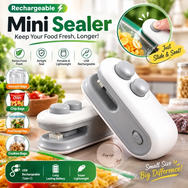 Mini seal machine – USB Rechargeable 2 in 1, Portable Handheld Heat Sealing Machine for Food Storage, Snacks, Chips, and Plastic Bags keeping it fresh – Magnetic, Vacuum sealer with Built-in Cutter (Multicolor)"