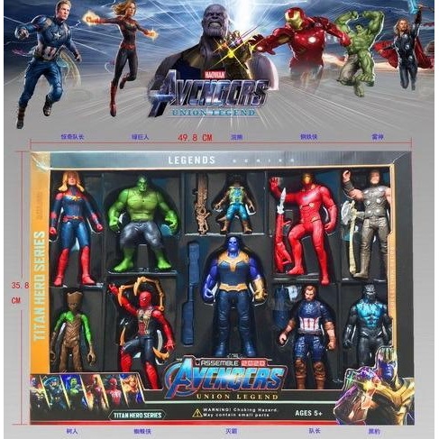 Avengers Assemble Endgame 10 Action Figures Set Toys with Weapons