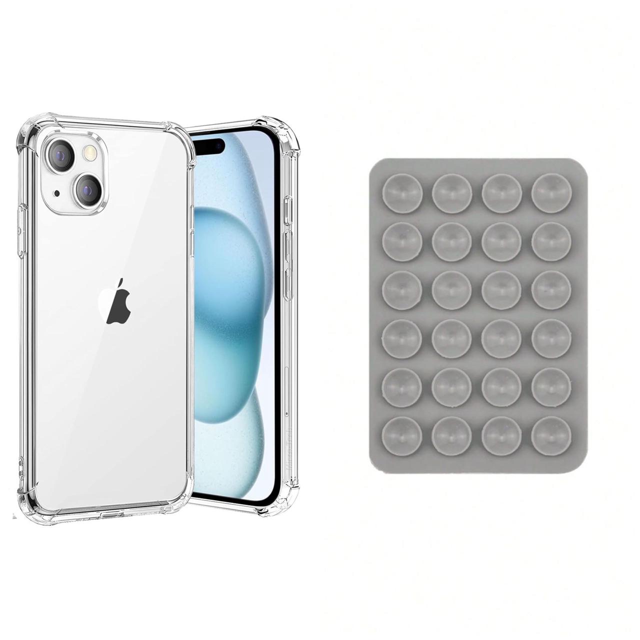 Jelly Case And Silicone Suction Pad For iP 16ProMax, 16Pro, 16, 15ProMax, 15Pro, 15, 14ProMax, 14Pro, 14, 13ProMax, 13Pro, 13, 12ProMax, 12Pro, 12, 11ProMax, 11Pro, 11, Xmax, X/XS Shock proof Jelly Case For iP And Phone Holder Premium Quailty