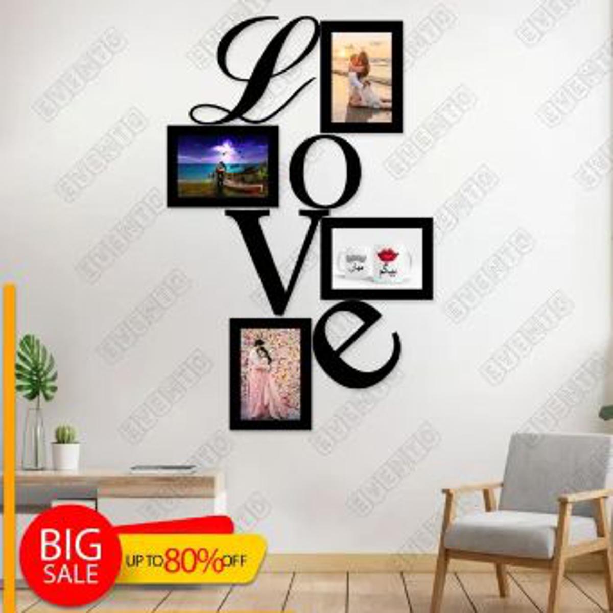 LOVE Photo/Pictures Frames 3D Wooden Wall DIY Frame For Home Decor Living Room, Bed Rooms And Offices - 2 size small 15 inches Large 20 inches