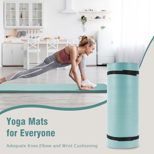 15MM  Thick Yoga Mat Fitness & Exercise Mat with Easy-Cinch Yoga Mat Carrier Strap, 72"L x 24"W  Thick