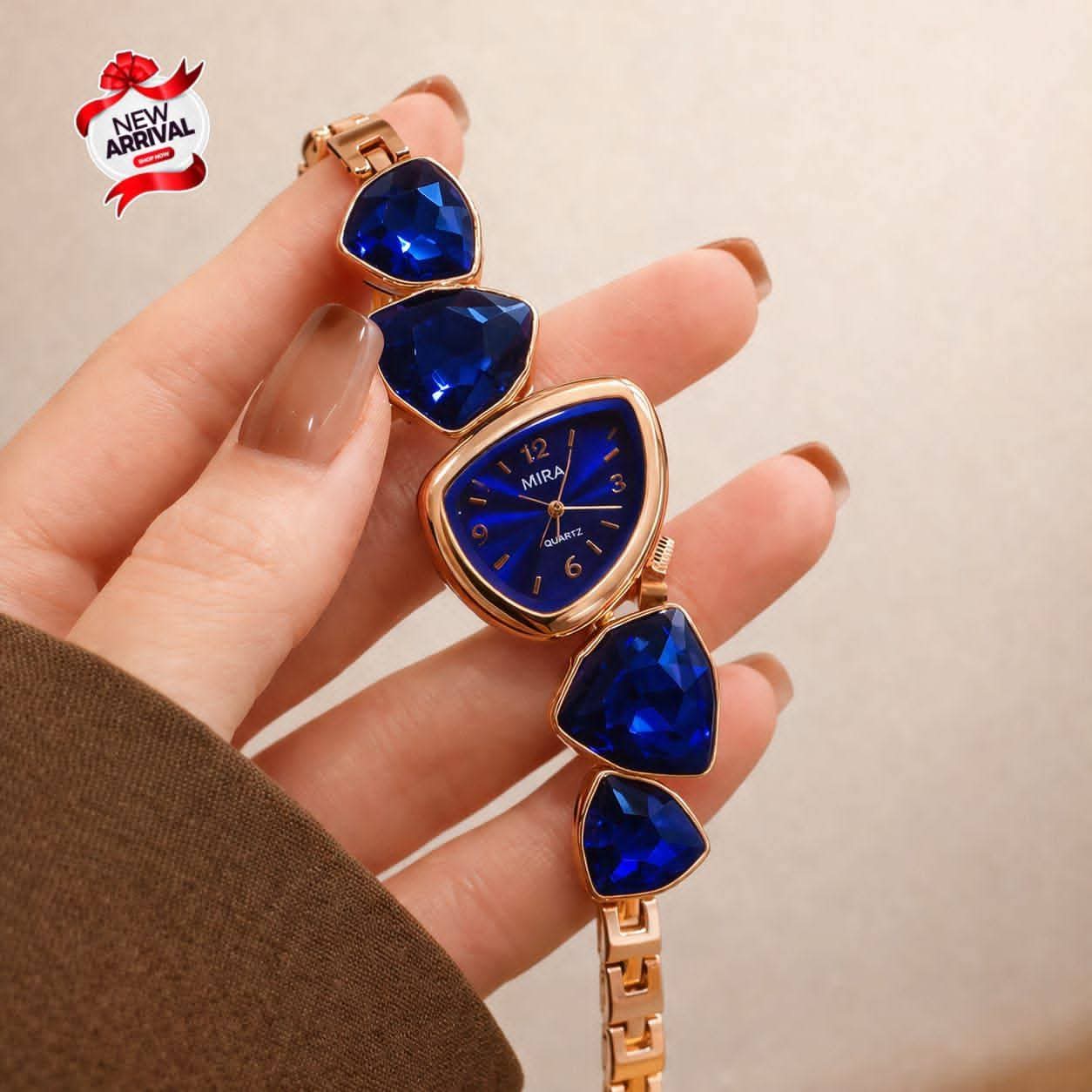 Premium Luxury Crystal Gemstone Ladies Watch | Elegant Fashion Bracelet Quartz Watch for Women