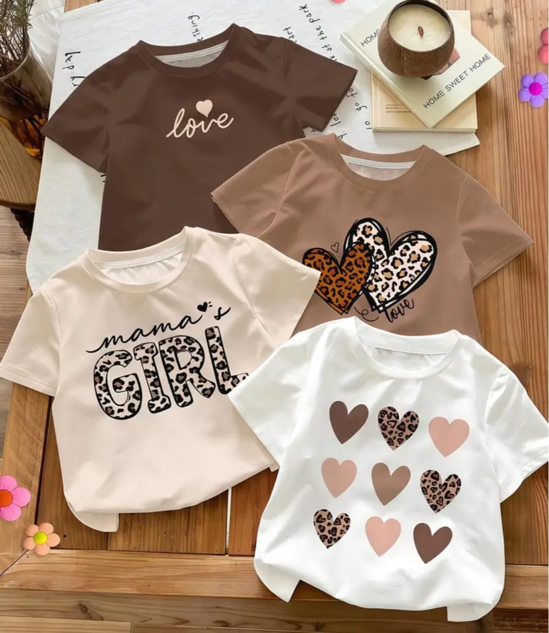 Pack of 4 Summer T-shirts For Girls 2 to 10 Years Soft & Comfortable Fabric Trendy Design & Multiple Colors