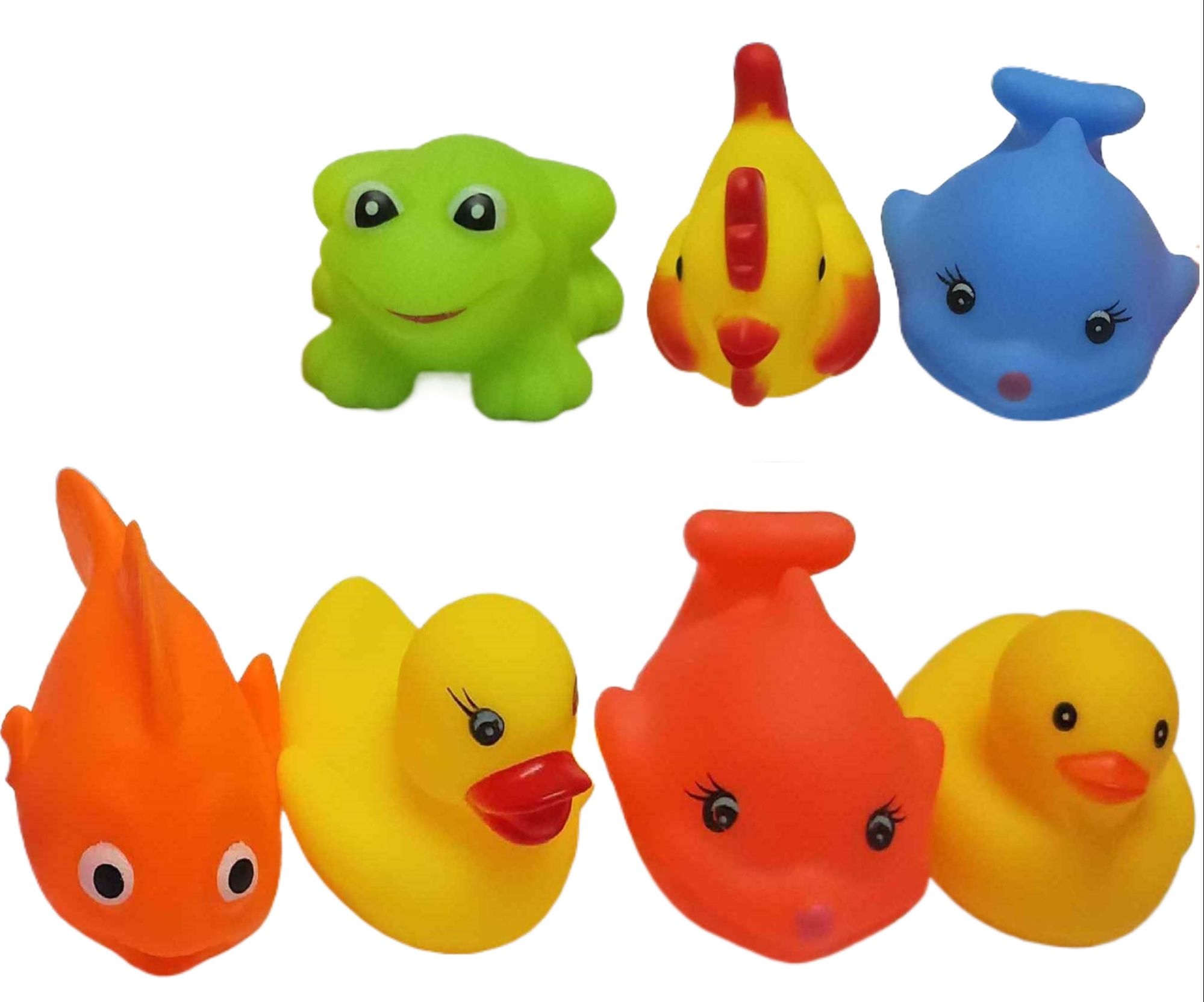 Pack of 6 Lovely Mixed  Squishy Toys Floating Animals Colorful Soft Rubber Educational Swimming Water Toys Rubber Float Squeeze Sound Squeaky Bathing Toy For Baby Boy and Girl