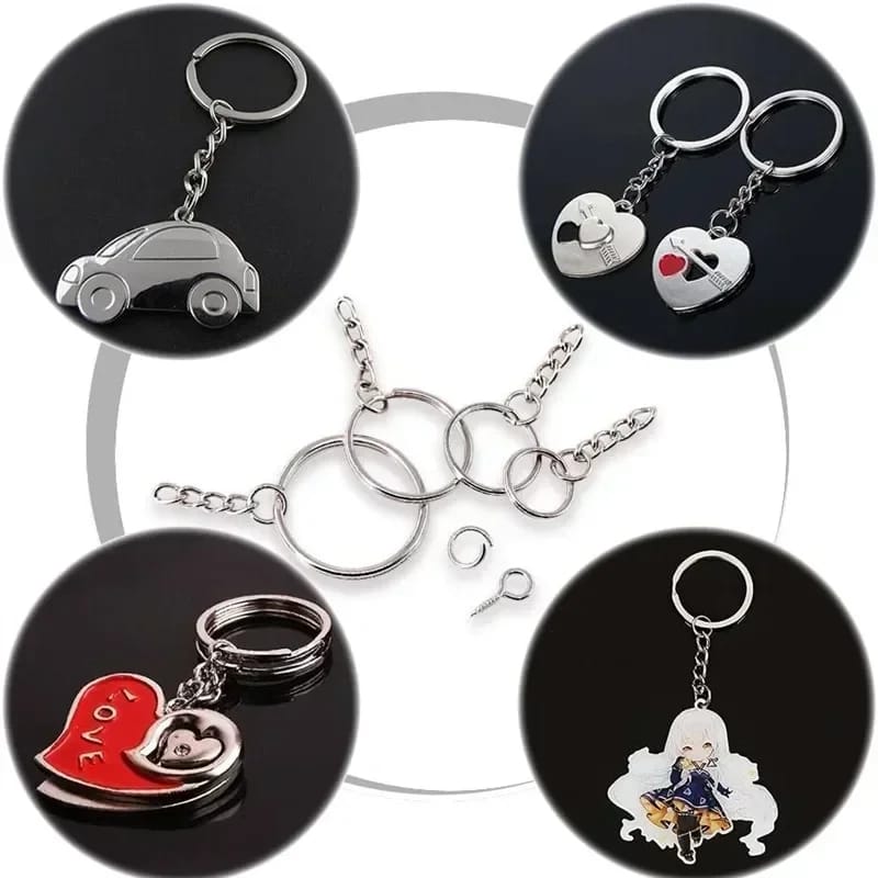 Fine Metal Alloy Key rings Key Chains With Round Split Jump Ring Keyring Keyrings for Keychain Pendants DIY Jewelry Making Accessories