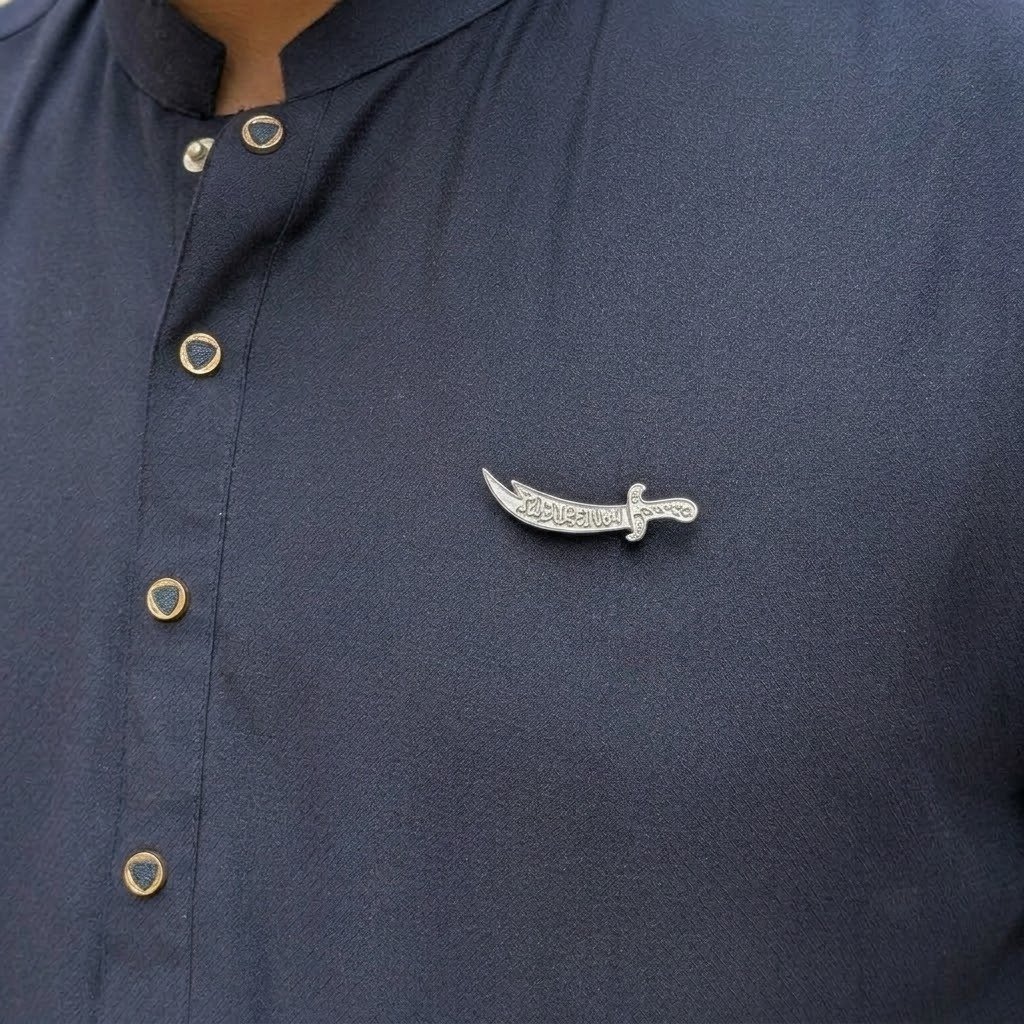 Zulfiqar Brooch Pin for Men Women – Gold Silver, Islamic Sword Lapel Pin, Stainless Steel, Hazrat Ali Design, Eid Gift, Jacket Scarf Shawl Accessory