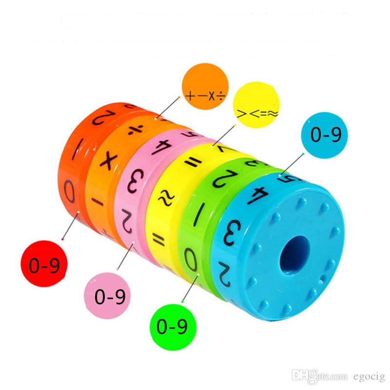 6pcs Magnetic Math Arithmetic Educational Cylinder Maths Toy for School Kids Children Colourful Equation Numbers Symbols Math Blocks Toys