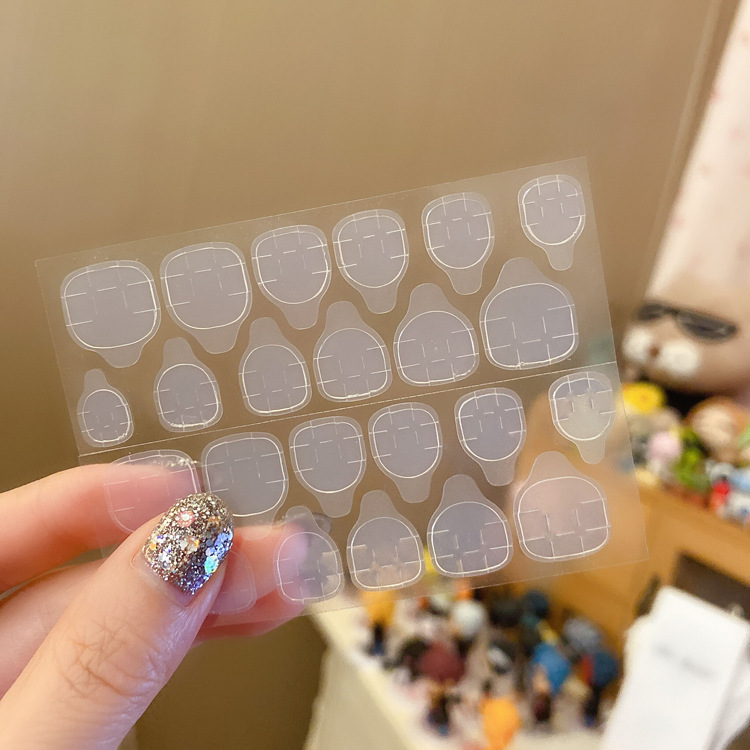 Nails Glue Sheets (24 Dots/tabs) Nails Stickers Tape Double Side Nail Sticker Self Adhesive Clear Sticky Tabs For Fake Artificial False Nails Adhesion Of Art Guide DIY Jelly Double-sided Adhesive Transparent Invisible Clip Adhesive