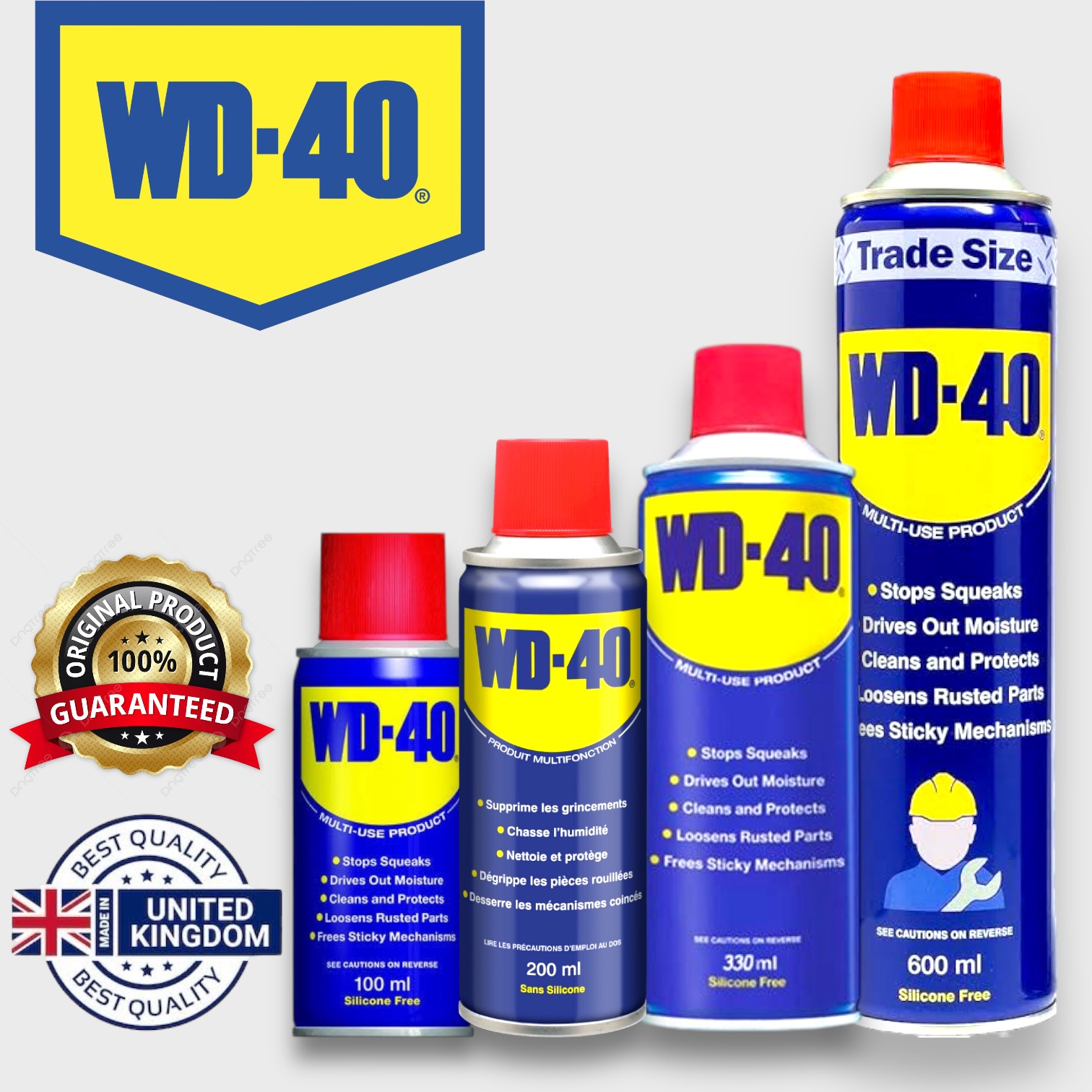 WD40 Rust Remover Antirust Spray Lubricant - Multi-use Product Made in UK