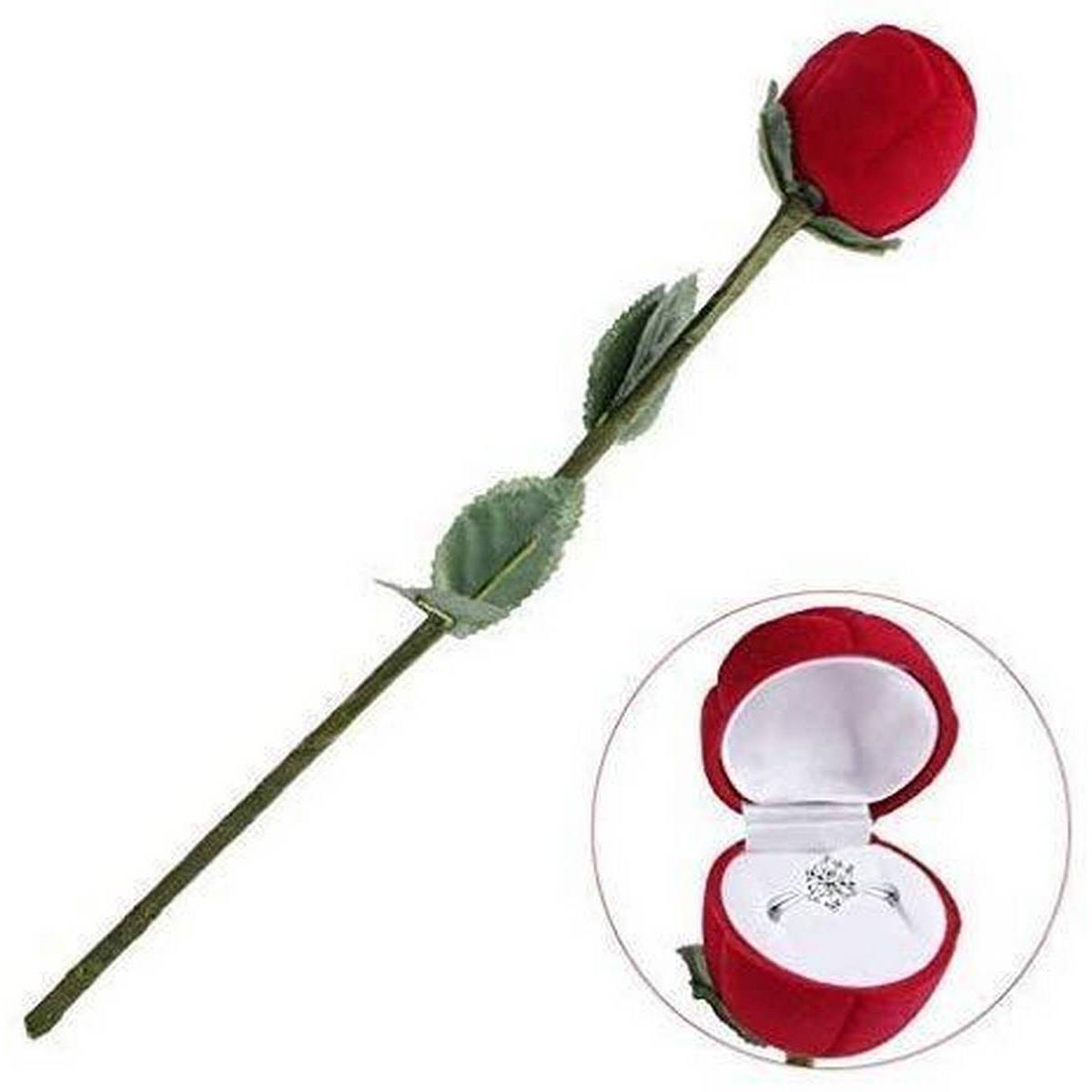 Red Rose Ring with Box for Wedding Valentines Engagement