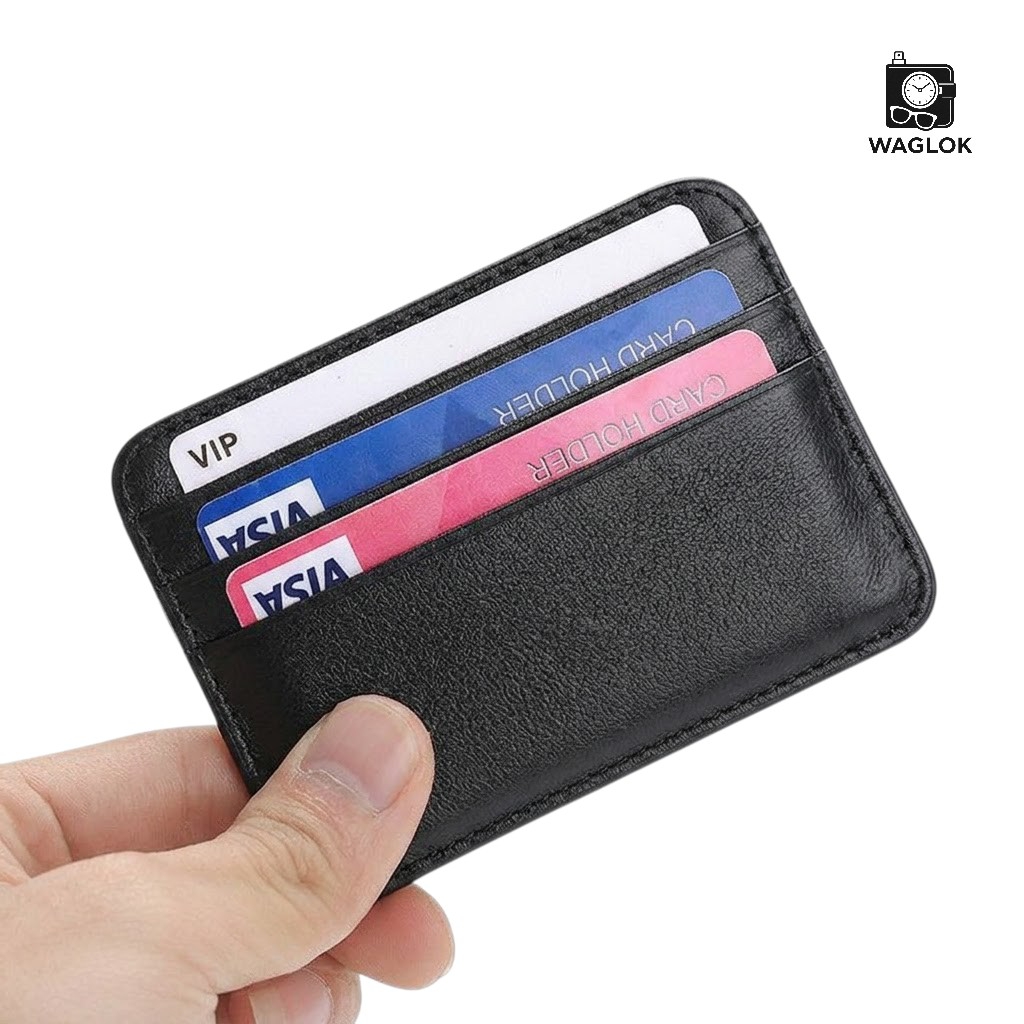 Genuine Leather Slim Card Holder – Lightweight Wallet with Cash Pocket & Multiple Card Slots - leather card holder wallet, slim wallet for men, minimalist card holder, genuine leather wallet, credit card holder with cash pocket