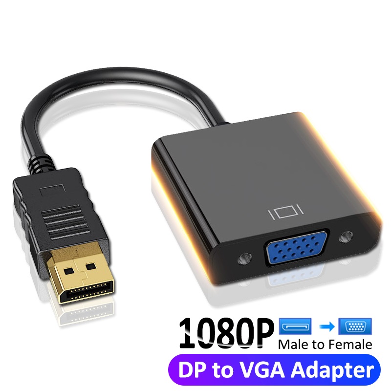 Displayport Dp to Vga Adapter Cable Male to Female Converter for Pc Computer Laptop Hdtv Monitor Projector