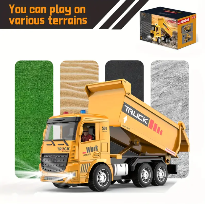 4 Channel Super RC Dumper Truck 1:20 Scale | Rechargeable Remote Control Construction Truck with Lights & Sound | Engineering Vehicle Truck