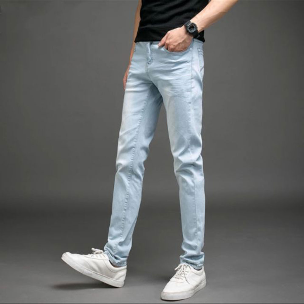 Light Blue Slim Fit Jeans Pants for Men | Premium Quality Narrow Stretchable Denim | Stylish Casual & Formal Wear | Soft Comfortable Trendy Men’s Denim Pant | Durable Branded Look Jeans at Best Affordable Price | Quality Jeans Strechable | Premium Denim
