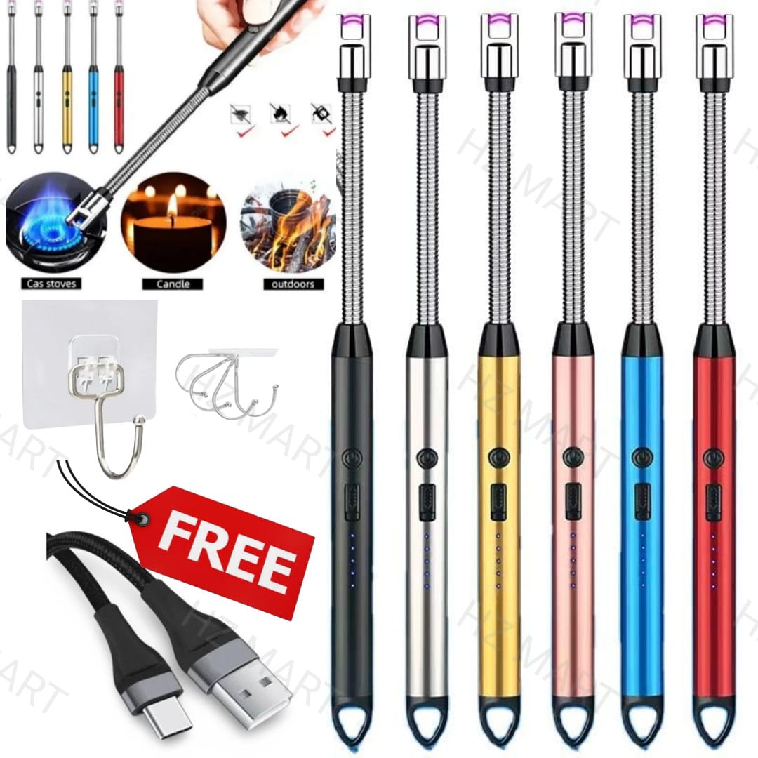 Electric Arc USB Rechargeable Flameless Arc Lighter Flexible and Windproof for Candles, Hiking, Camping, Kitchen, Fireplaces 360 degree free rotation