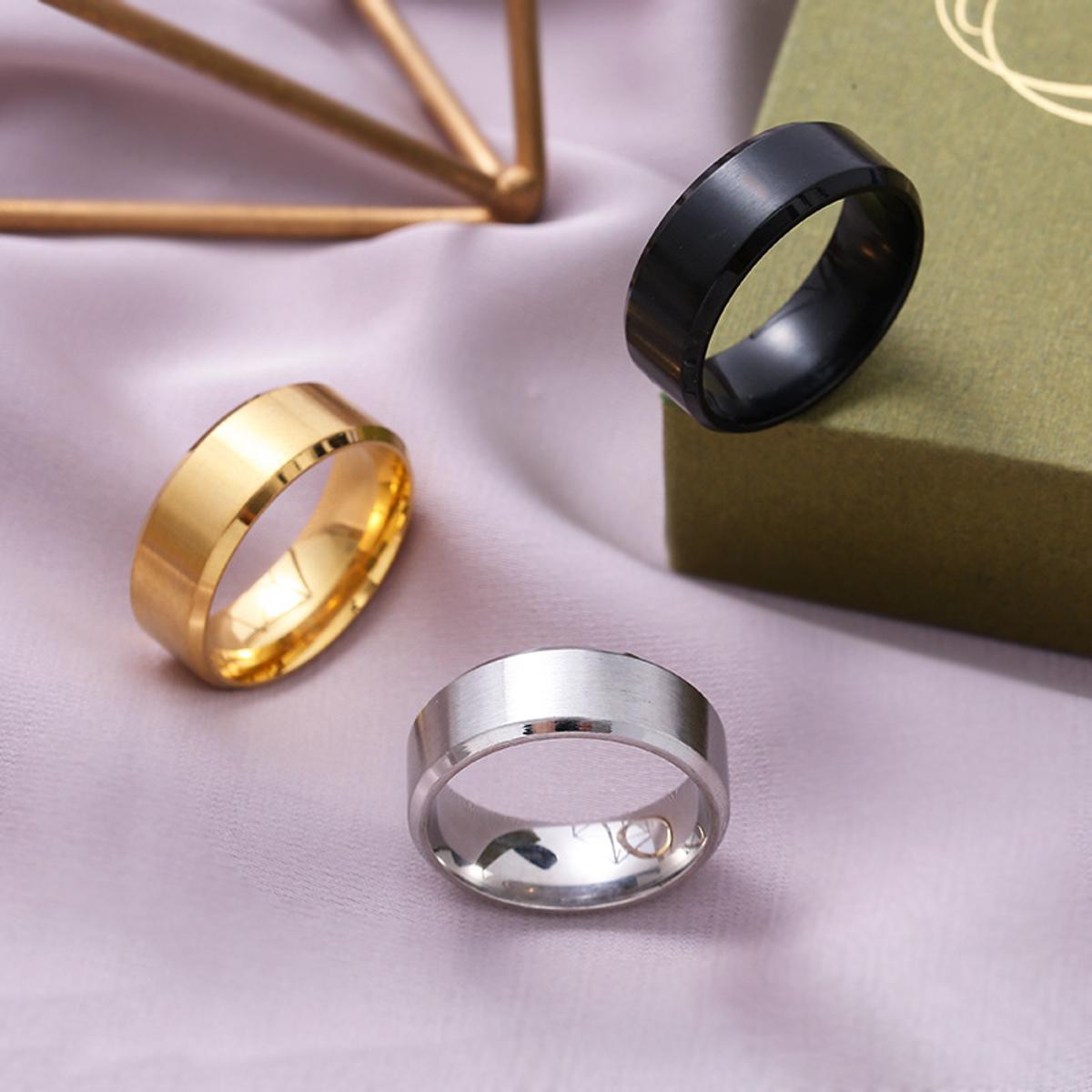 zn.store Pack of 3 Pcs Set - Titanium Band Girls Rings Challa Women