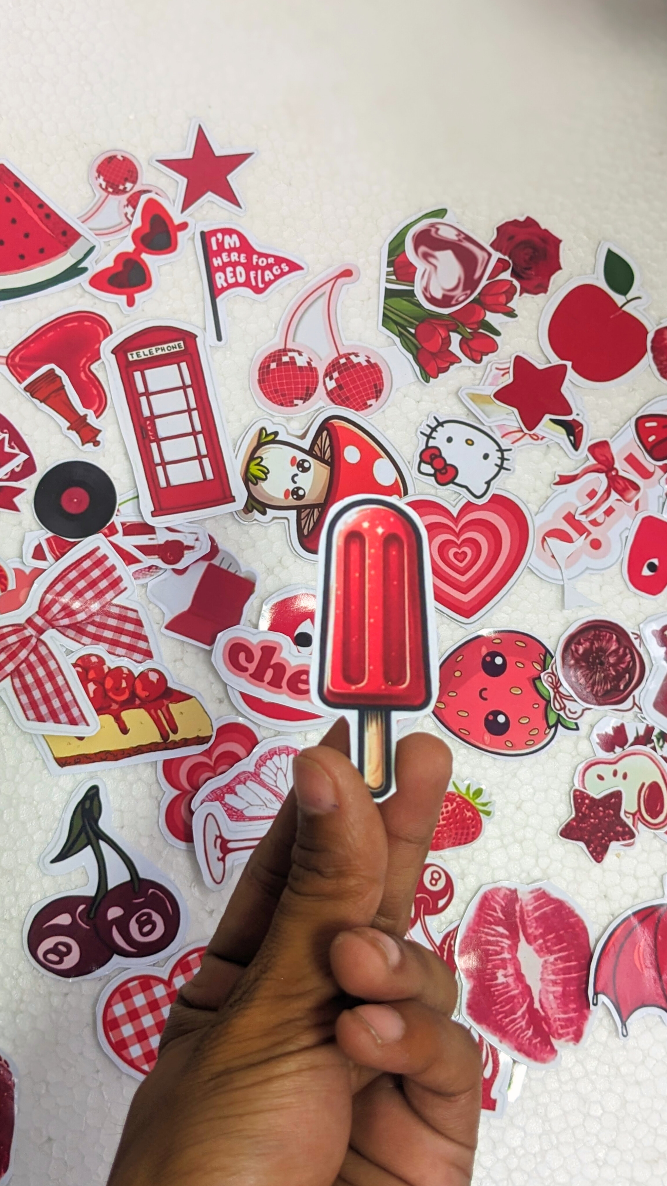Stickers for Girls - Red Aesthetic Sticker - Sticker for Notebook - Pack of (10/30/50 Pack) - Express Yourself Creatively for Girls