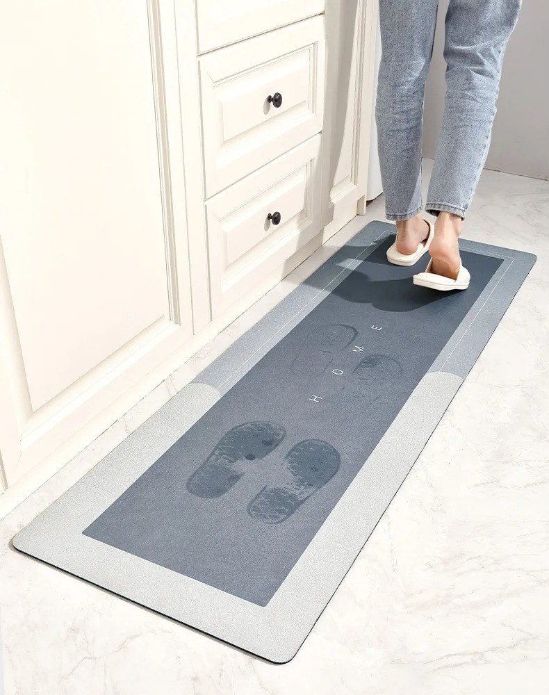 Azzin - 2pcs Kitchen Runner Mat Non Slip Super absorbent Bedroom Long Bedside Area Rug Soft Washable Carpet Bathroom Entrance Doormat
