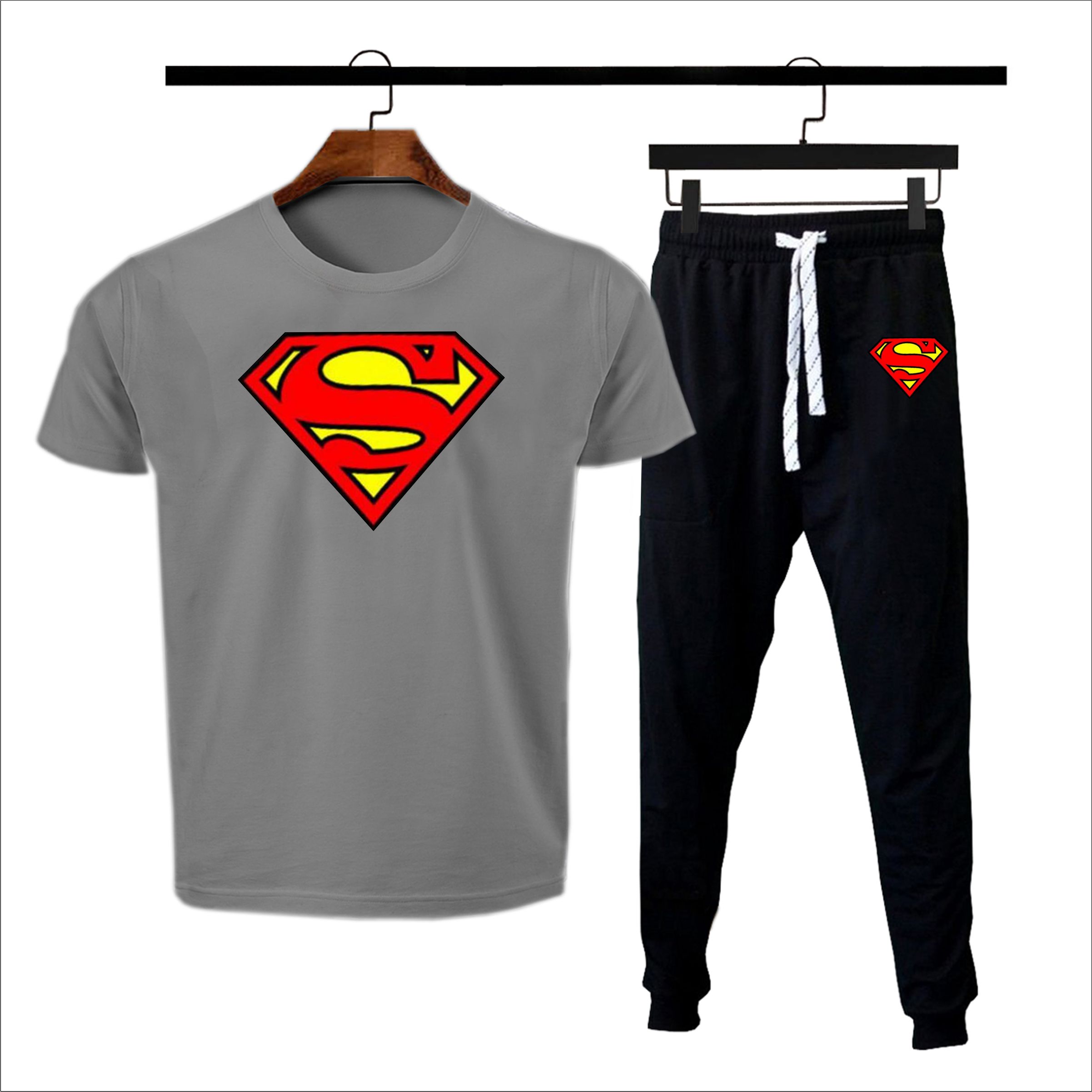 New stylish trendy superman printed summer tracksuit for men&boys Soft & Comfy Fabric Summer Printed Tracksuit recommended article -black