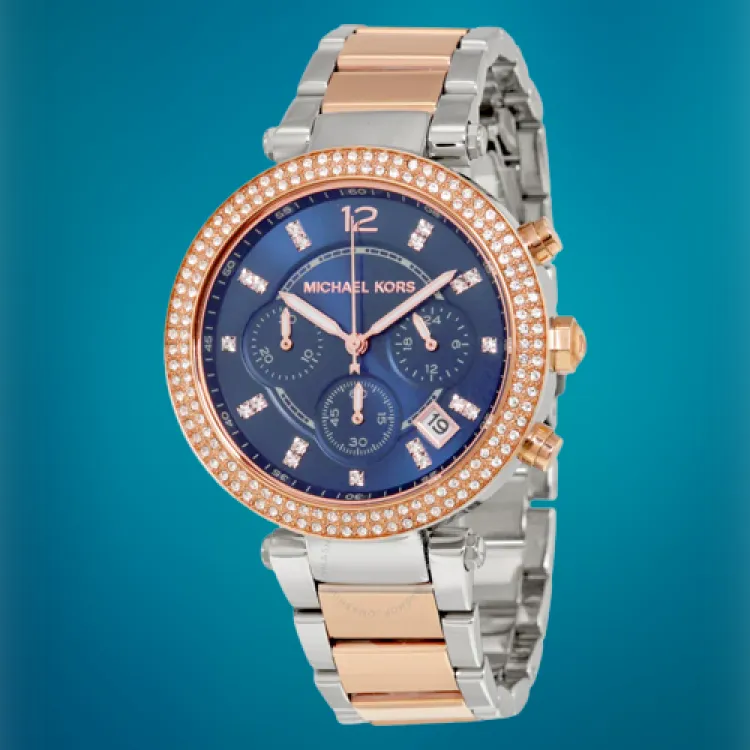 Michael Kors Parker Chronograph Blue Dial Two-tone Ladies Watch | MK6141 |  Watch Zone - YouTube