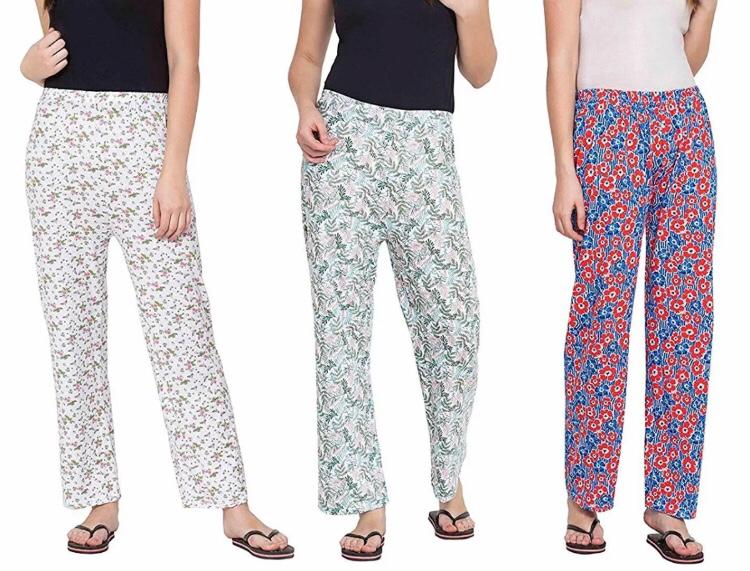 Unique Collection Pack of 5,3,2 Printed Summer Trousers for Women, Loose Fit, Jersey Fabric, Random Colors