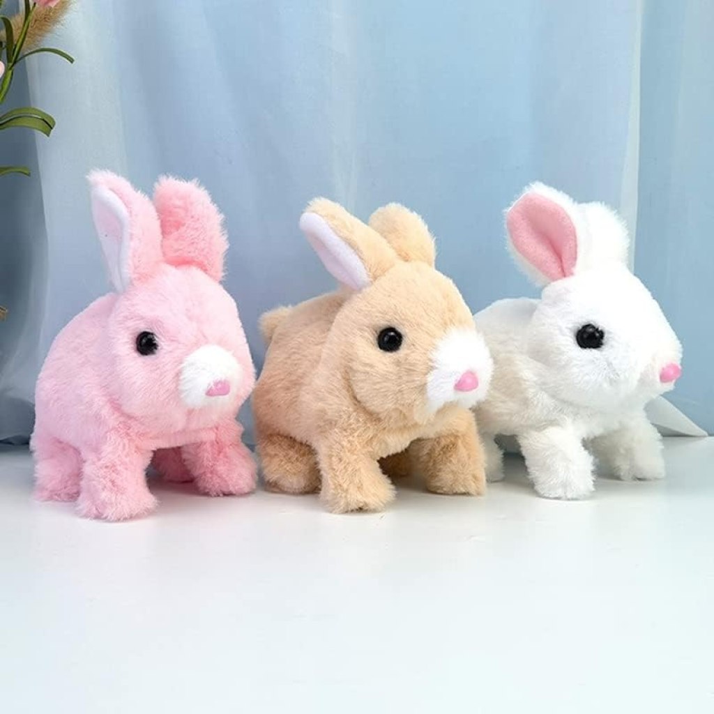 Electric Plush White Rabbit Stuffed Bunny Interactive Soft Bunny Toy Mumble Walking & Sound Baby Educational Simulation Kids Cute Toy