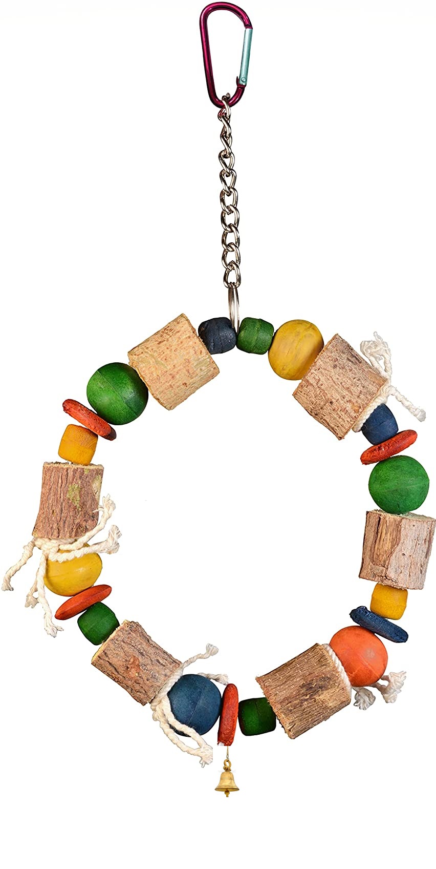Bird Parrot Hanging Ring Wooden Toy, Natural Wooden Perch Slices