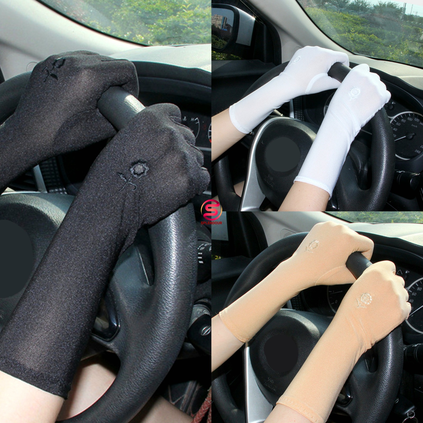 Summer Sunscreen Ice Silk Mittens - Non-Slip Lace Gloves, 8x30cm