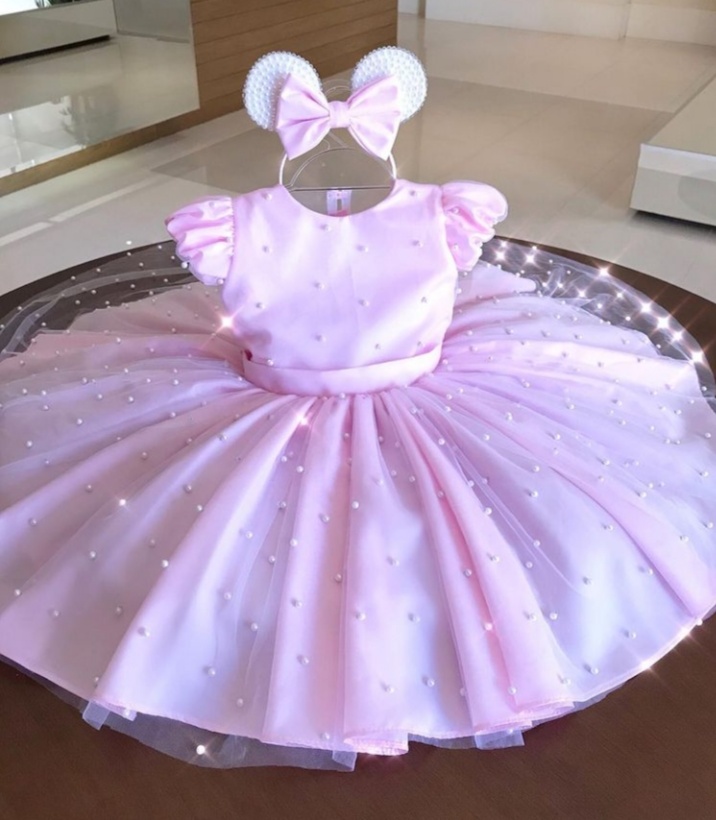 fancy pearl net tailed frock with fluffy sleeves and big bow latest beautiful net silk baby girls frock with big silk bow Beautiful Children Princess Dresses Baby Girls Formal Dress Birthday Wedding