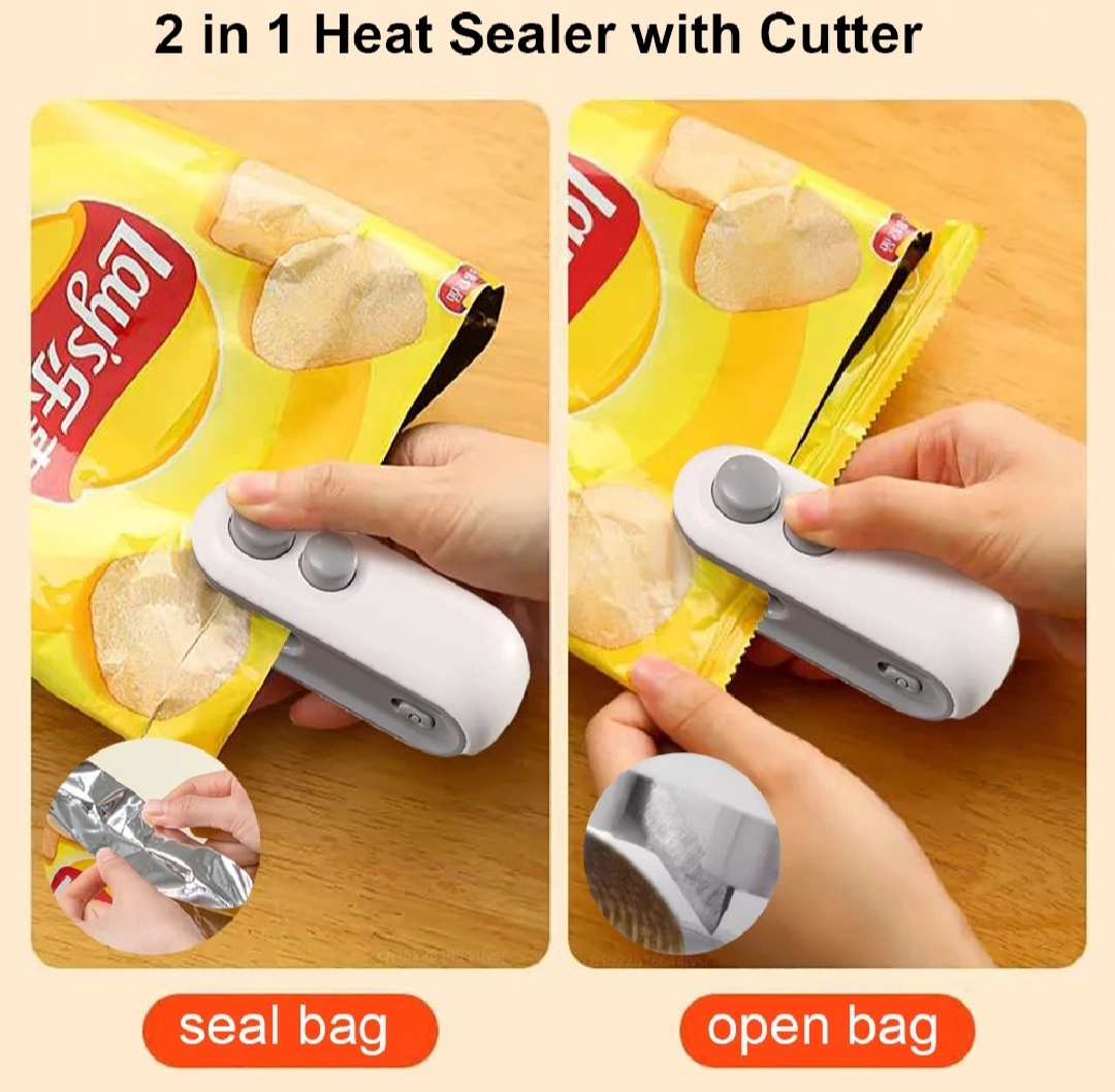 Portable Plastic Bag Sealer Machine | Mini Heat Sealer for Food Storage, Snack and Packaging | Reseal Bags Airtight and Fresh