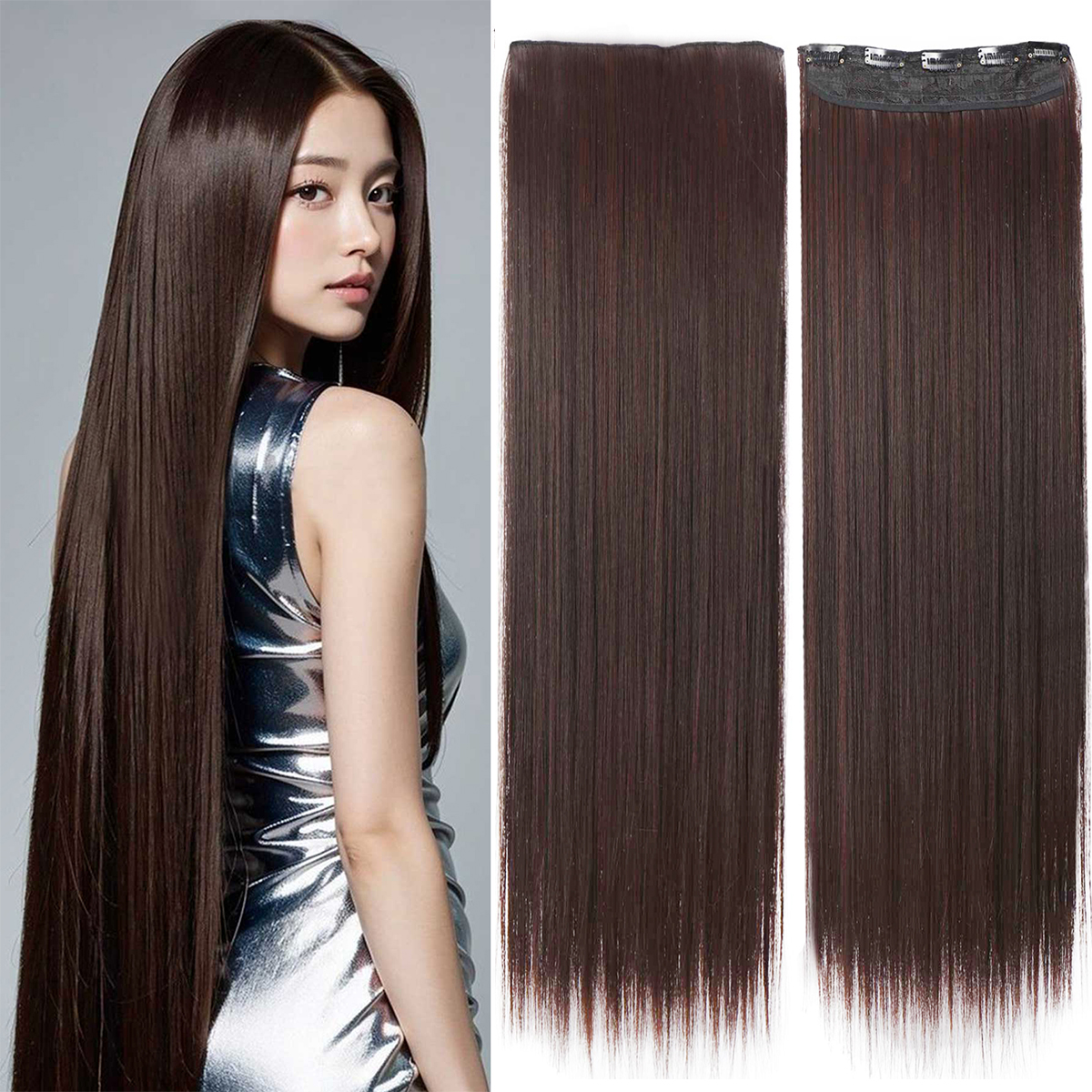 Elegant 5 Clips In Straight Hair Extension