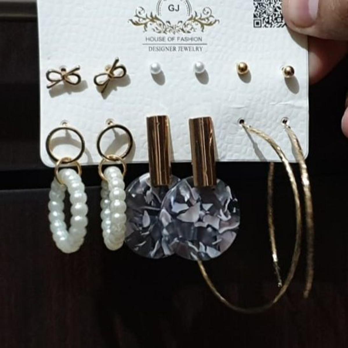 Girls Earrings (Set of 6 Pairs) || Beautiful Earrings For Girls || Stylish Earrings For Women || Korean Premium Earrings || Drop And Dangle Earrings || Hoop Earrings || Girls Jewellery || Women Jewellery || Earrings (Pack of 6 Pairs)
