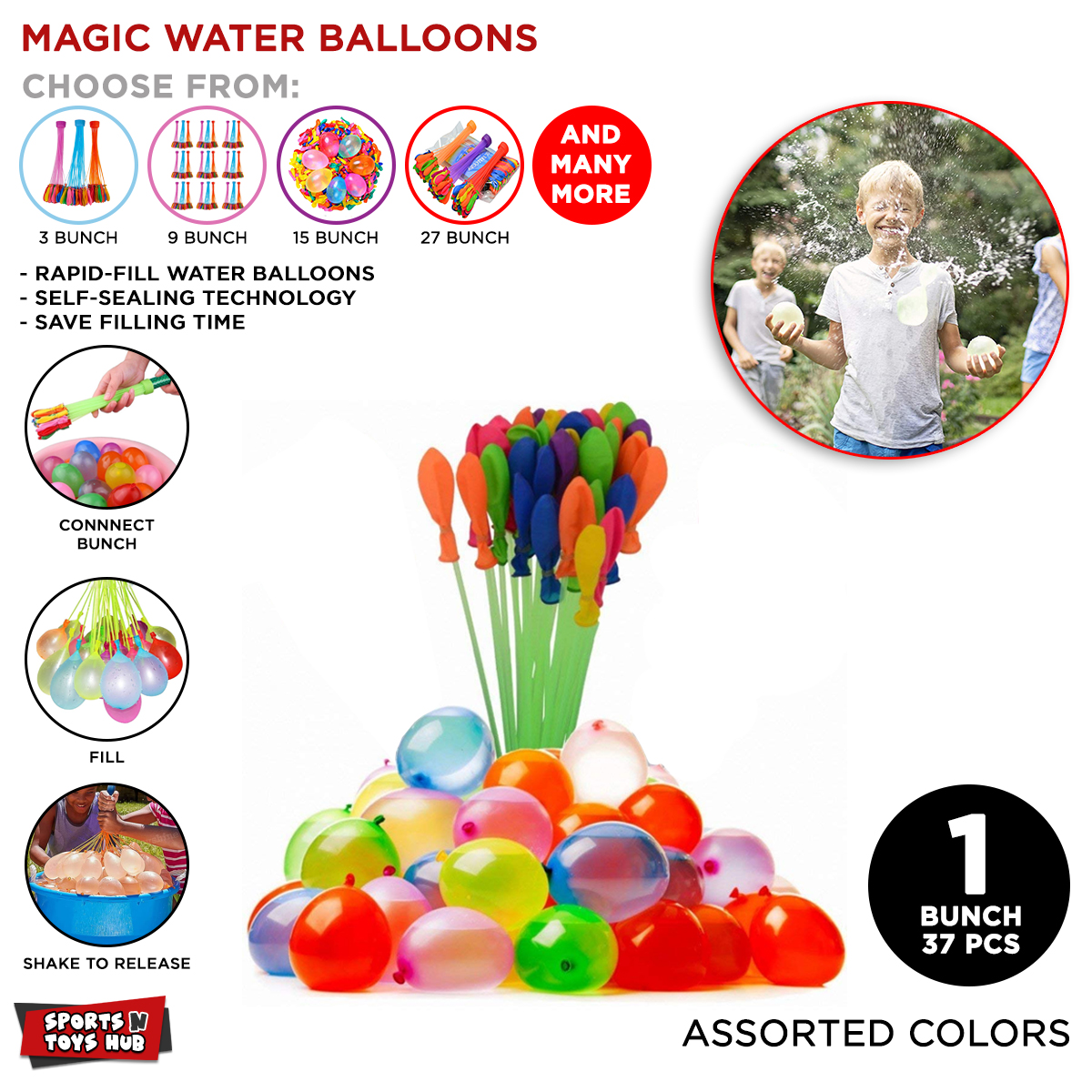 Summer Water Balloons - Quick Fill Self Sealing 111pcs