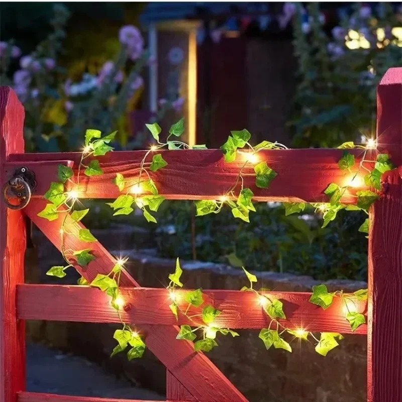BOSTON'S STORE LED Fairy Lights with Artificial Plant Leaves bail with 10 ft String, Hanging bail, Fairy Lights, Battery Operated, Perfect for Home, Wedding, and Room Wall and home Decoration