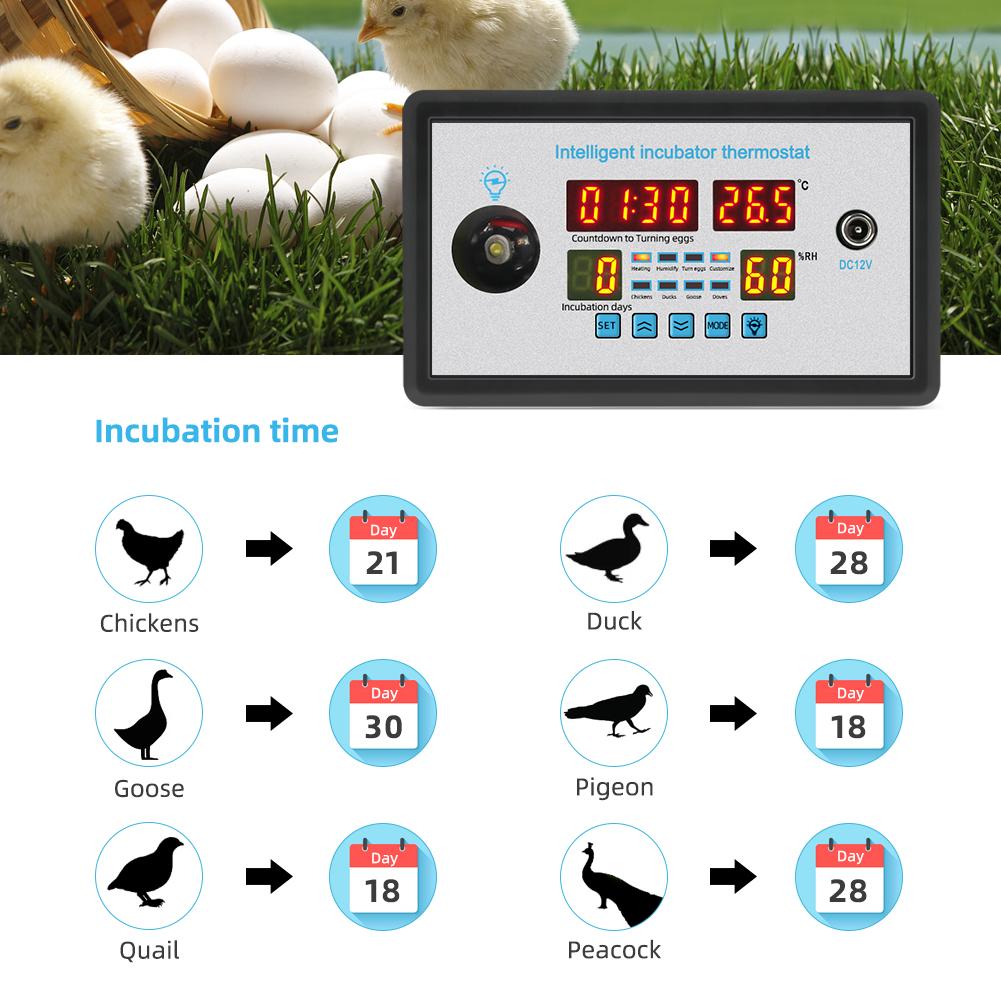 220v Digital Temperature Humidity Controller for Incubation High Accuracy Hatching Temp Humidity Control Thermostat Incubator 360 Automatic Egg Turning ZFX-W9002