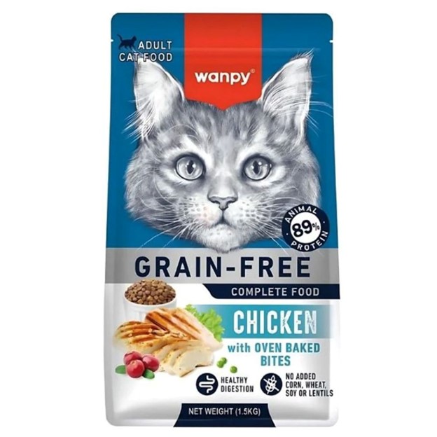 Wanpy Grain Free Chicken Dry Food For Adult Cat 1.5 Kg  High Protein, Grain-Free, Healthy Skin & Digestion