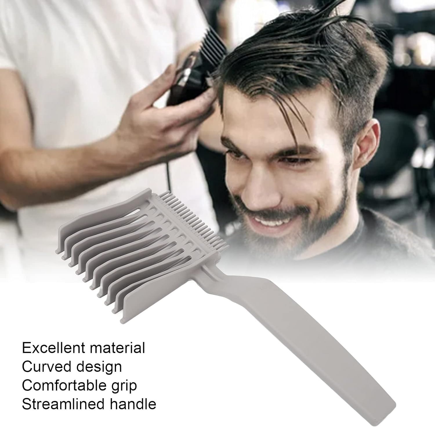 Beard Shaping Beard Shaper PLUS Comb & Barber Fade Combs Hair Cutting Tool For Line Up and Men Bread Comb Fading Comb Professional Barber Clipper Blending Flat Top Hair Cutting Comb Goatee Styling Template Combs Transparent for Hair Trim Beards Double Sid