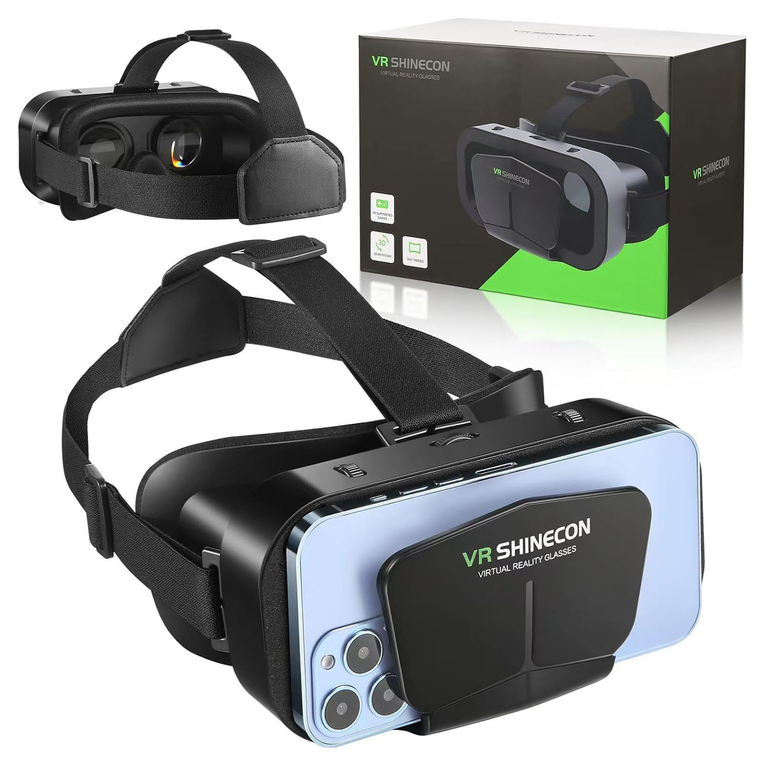 SC-G10 Shinecon VR Box  3D Virtual Reality Headset for Smartphones  HD VR Glasses  Mobile Gaming  360° Movies  Adjustable Focus