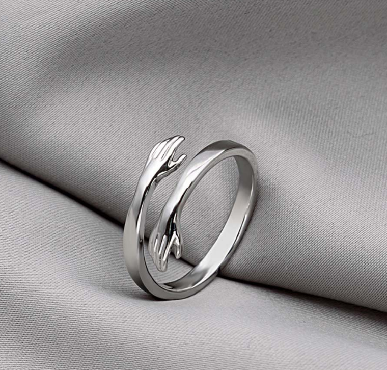 Hug Rings for Girls Couple Open Adjustable Rings Cute Minimalist Hands Embracing Love Ring For Women Couple Party Gift Select Color under Variations