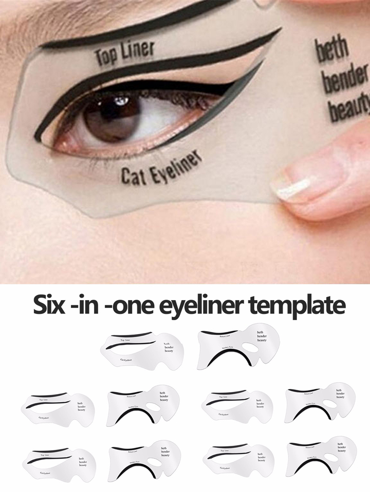 6 Pcs Professional Eyeliner Stencil Set - Perfect Winged Liner & Cat Eye Template - Easy Makeup Shaping Tool for Beginners