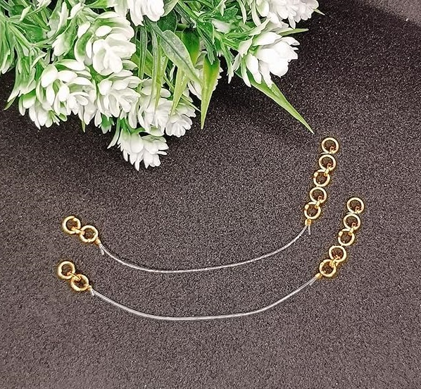 ear chains, Golden Transparent, Stretchable Ear Chain for Heavy Earrings – Ear Support for Women & Girls