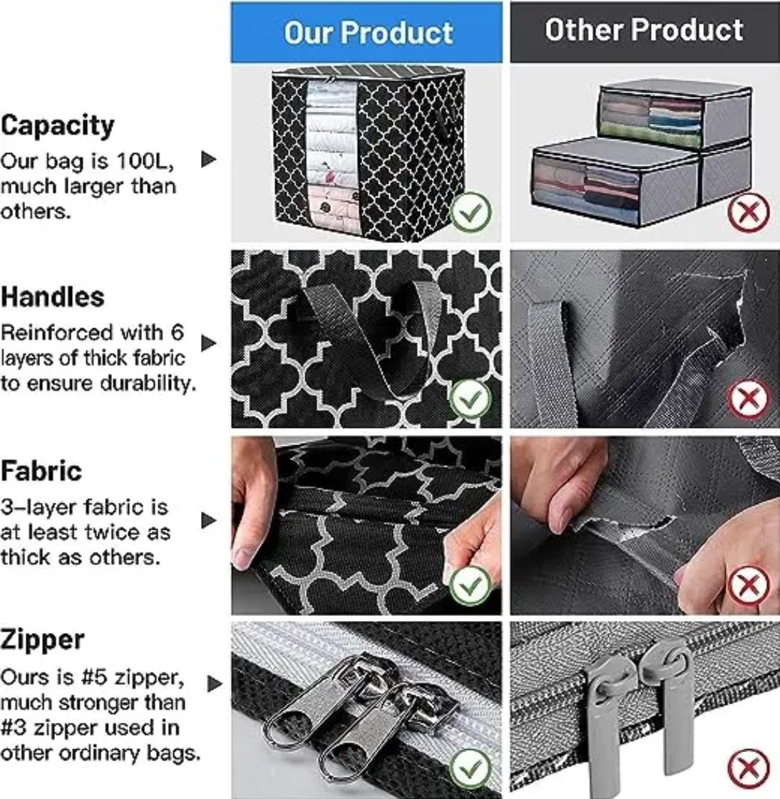 Foldable Storage Organizer Bag Transparent PVC Window Clothes Blanket Storage Bag Multiple Color