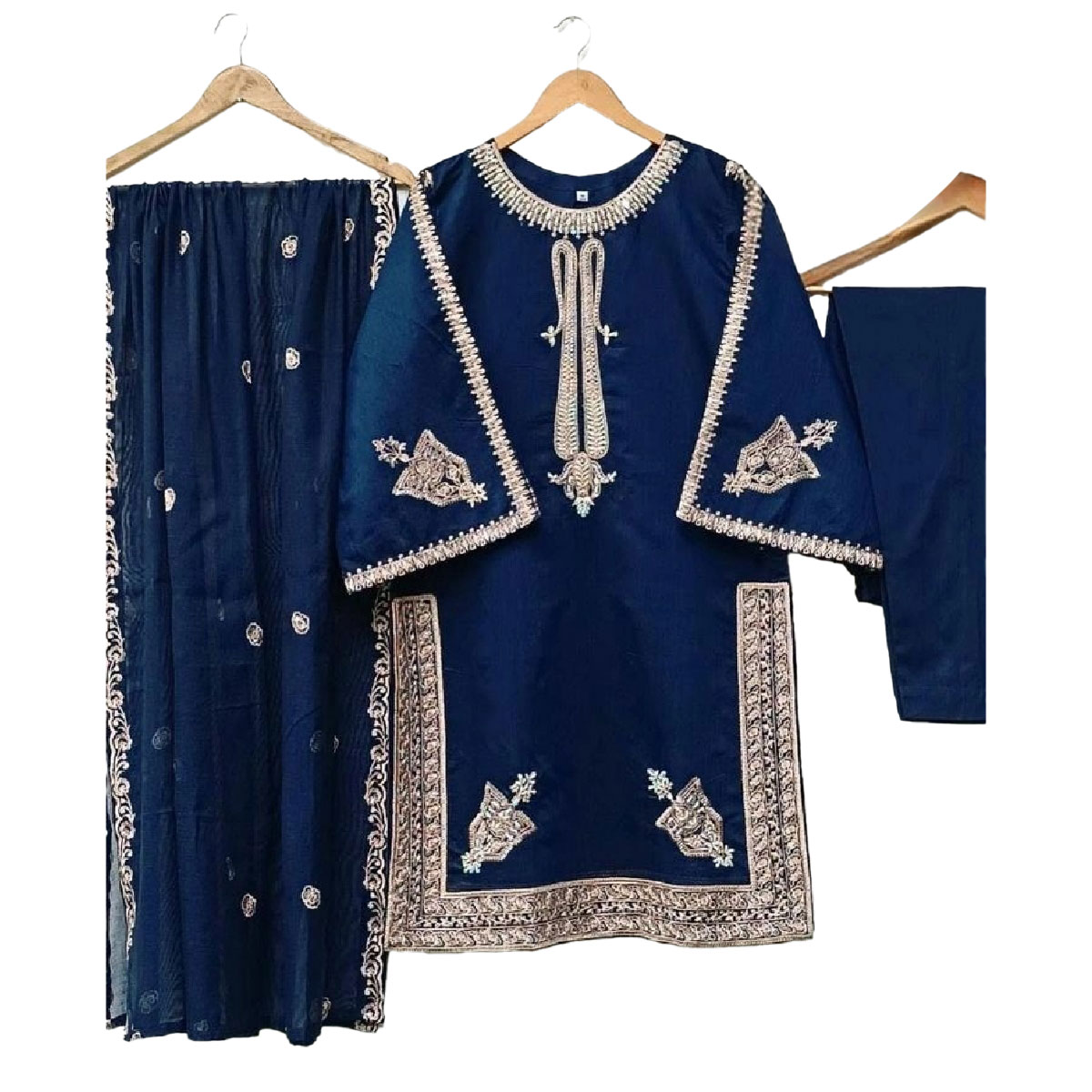 Boutique By Aiman | Ready Made | Ready To Wear | Women's Fashion |  Front Neck, Sleeves And Daman Embroidery Shirt With Embroidered Dupatta 3 Piece Dress  For Women's Fashion