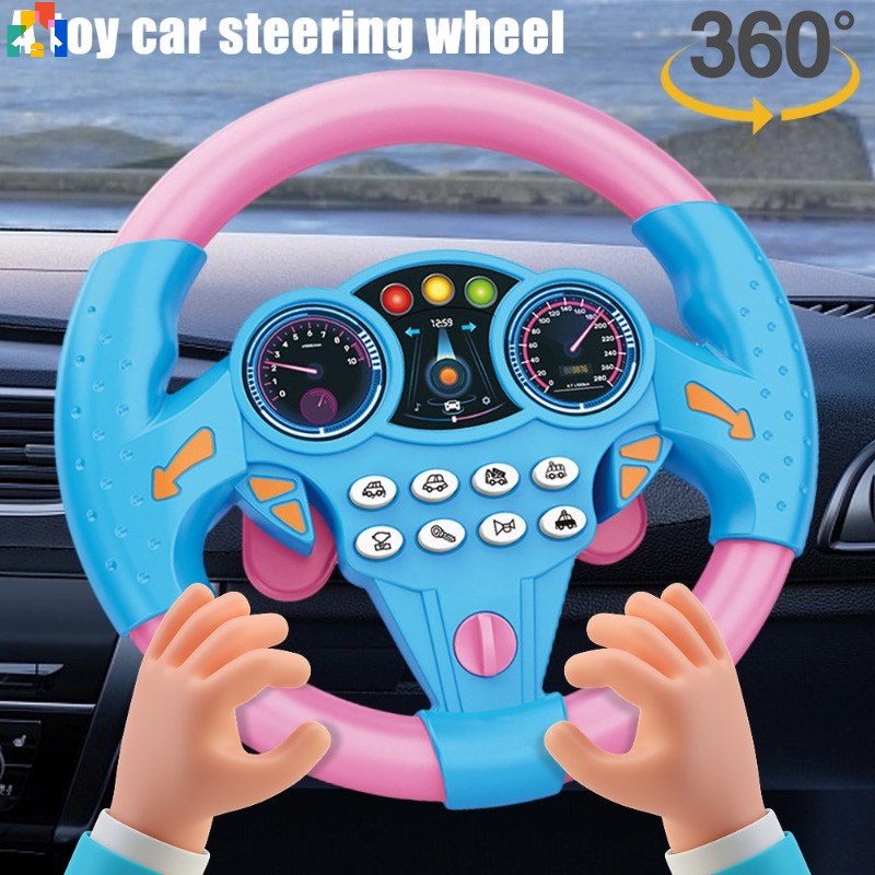 Volant Jouet 360° – Avec Sons Et Lumières, Ventouse, Plastique ABS, 20x19,5x6 Cm, Pour Enfants Dès 3 Ans, Jaune